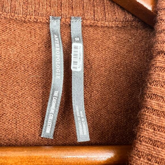 Anthropologie The Goldie Crew-Neck Cashmere Sweater Copper brown plus size 2X - Picture 4 of 9